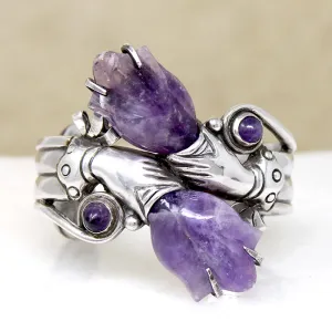 Breathtaking Spratling Silver & Amethyst Flower Cuff