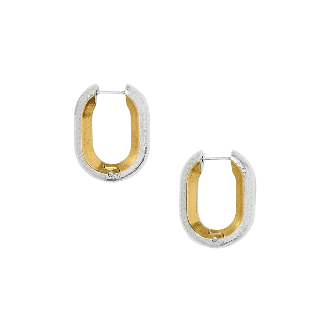 Brighton Women's Medici Hinged Hoop Silver Gold Earrings