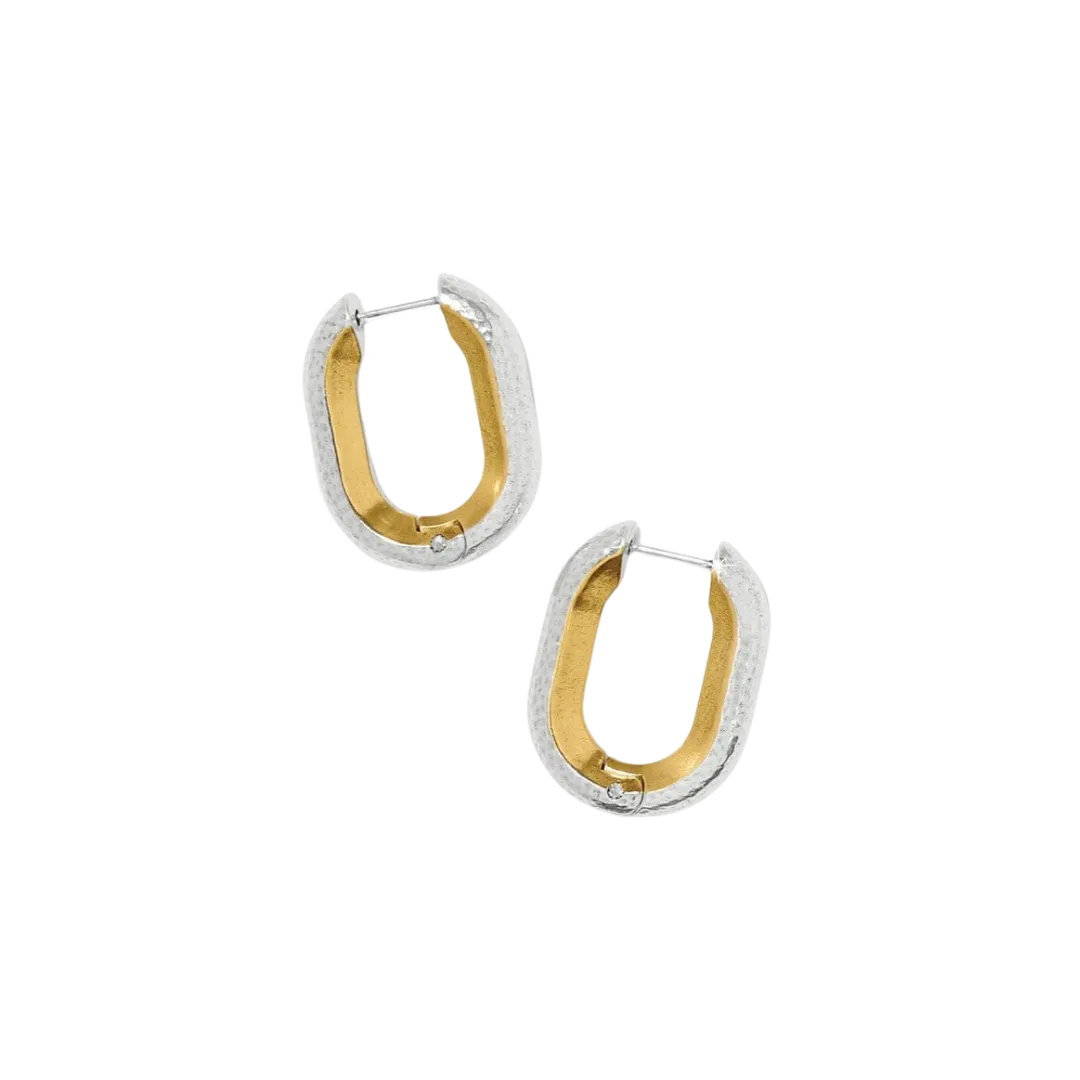 Brighton Women's Medici Hinged Hoop Silver Gold Earrings