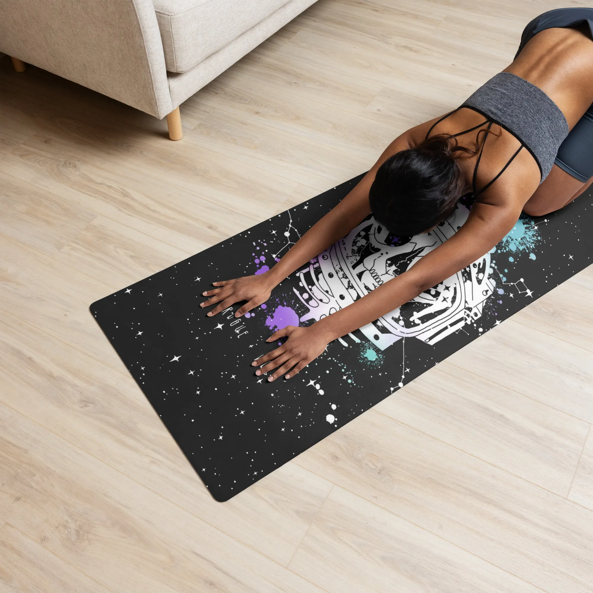 Cat-Astro-Phe Yoga Mat - Grunge Goth Witchy Style Non-Slip Exercise Mat for All Yoga Lovers & Goths