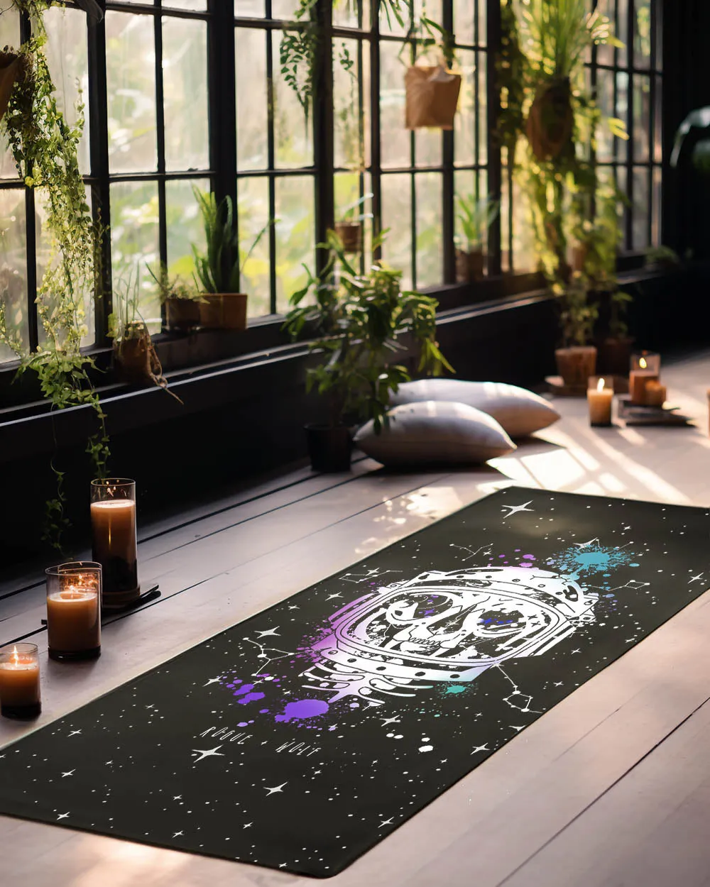 Cat-Astro-Phe Yoga Mat - Grunge Goth Witchy Style Non-Slip Exercise Mat for All Yoga Lovers & Goths