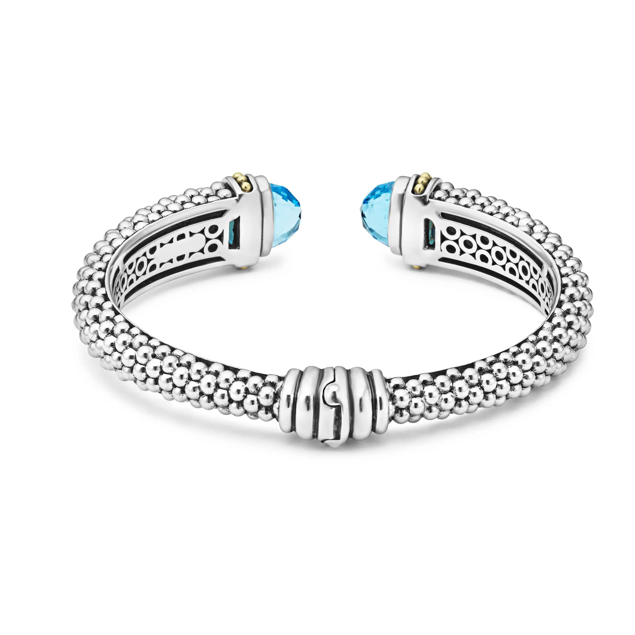 Caviar Color Swiss Blue Topaz Cuff Bracelet | 12mm