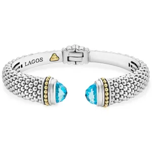 Caviar Color Swiss Blue Topaz Cuff Bracelet | 12mm