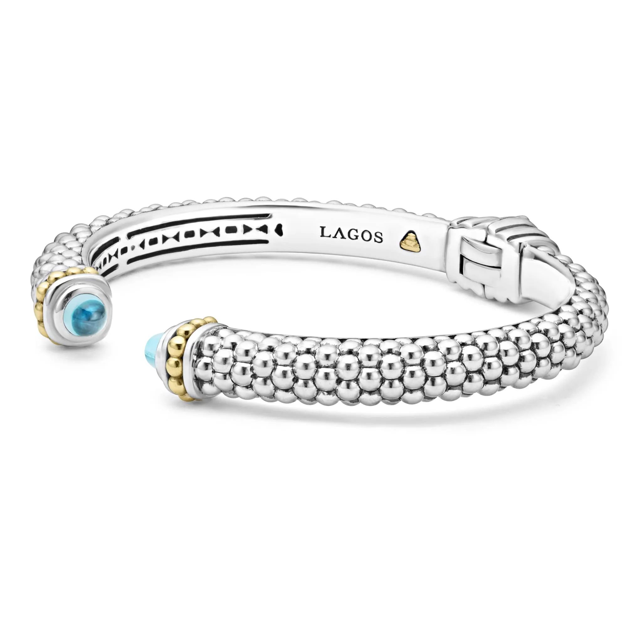 Caviar Color Swiss Blue Topaz Cuff Bracelet | 8mm