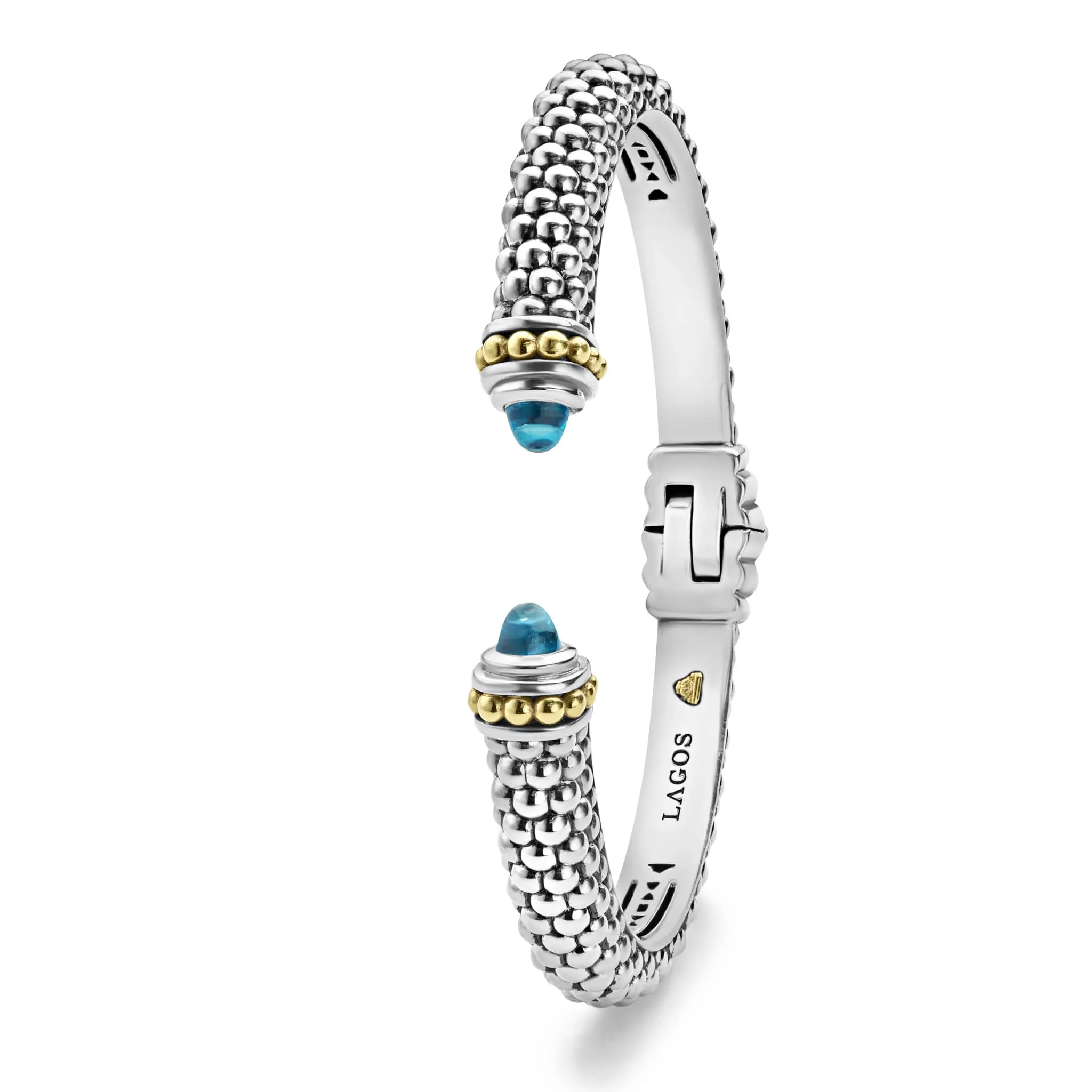 Caviar Color Swiss Blue Topaz Cuff Bracelet | 8mm