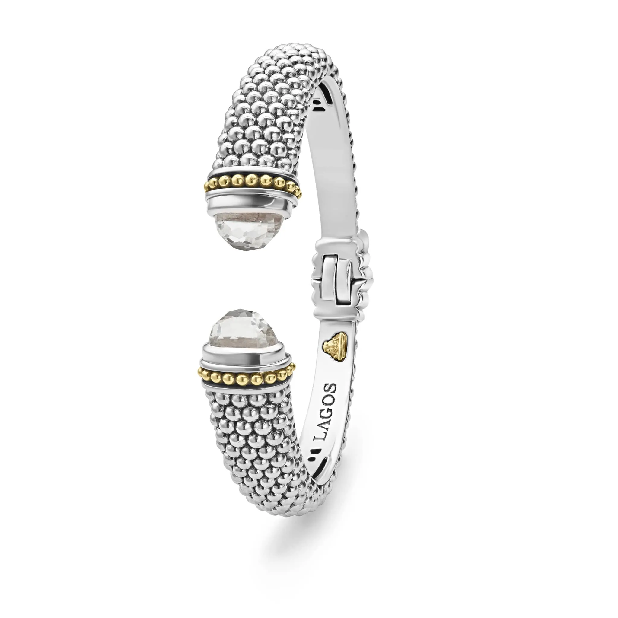 Caviar Color White Topaz Cuff Bracelet | 12mm