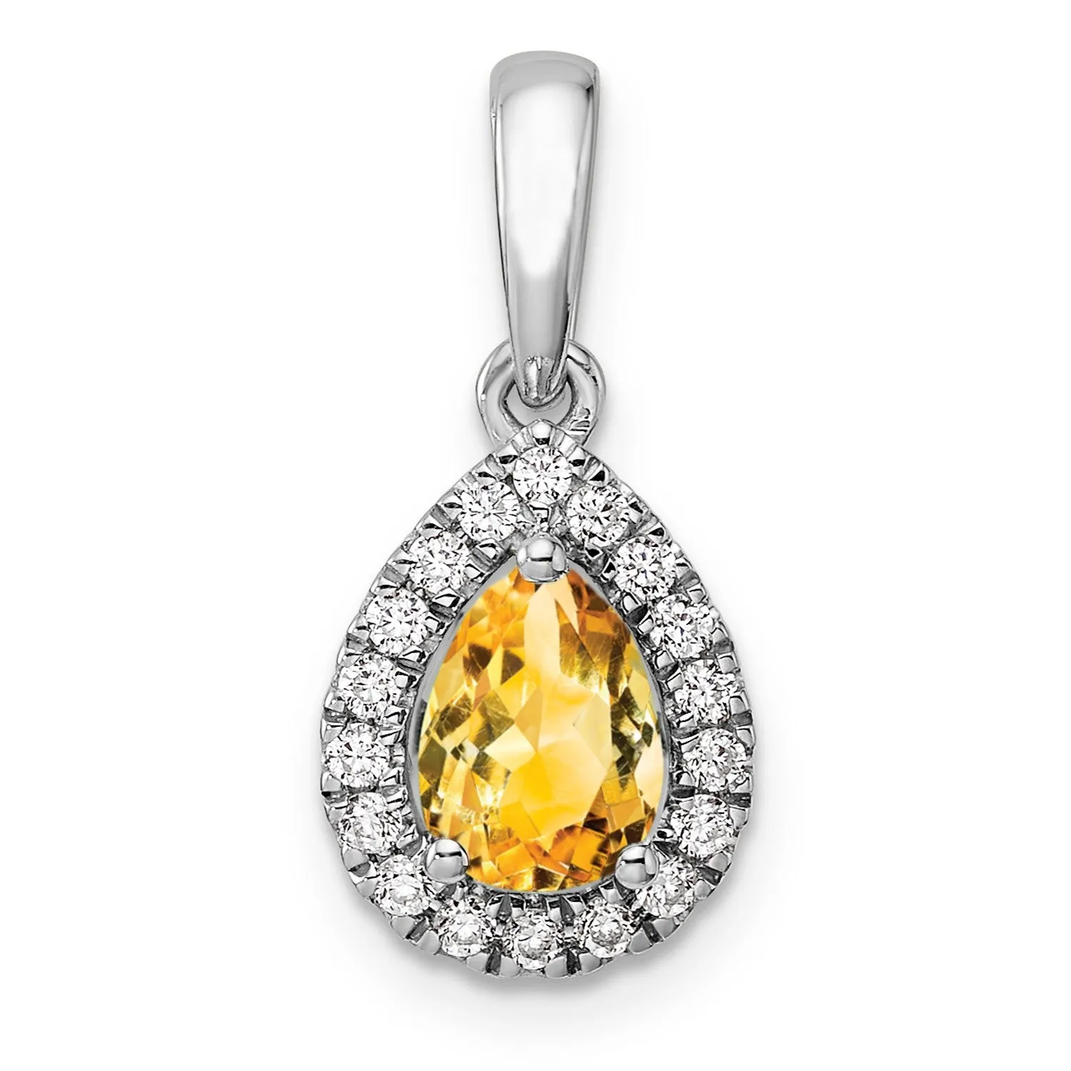 Citrine Diamond Halo Pendant