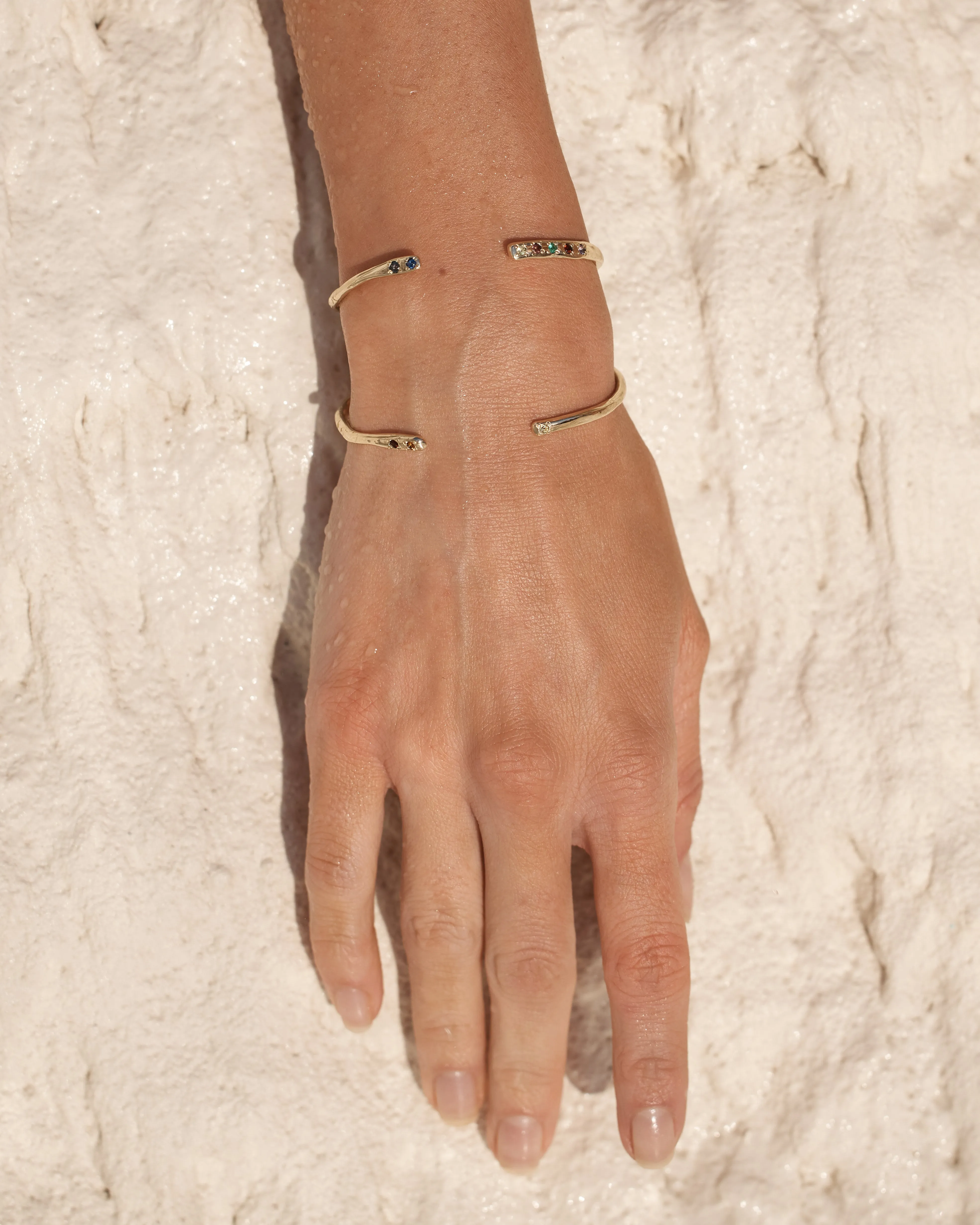 Collective Stone Cuff Bracelet | Solid Yellow Gold