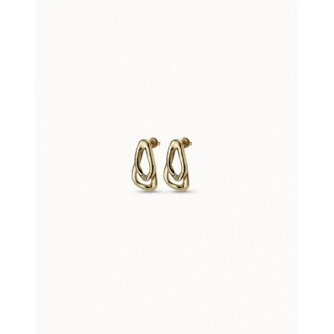 Connected Golden Metal Earrings