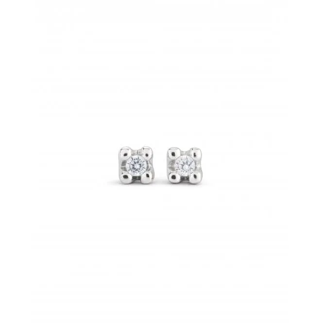 Cosmos Silver Plated White Zirconia Stud Earrings PEN0951BLNMTL