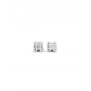 Cosmos Silver Plated White Zirconia Stud Earrings PEN0951BLNMTL