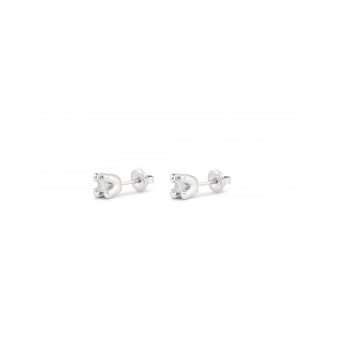 Cosmos Silver Plated White Zirconia Stud Earrings PEN0951BLNMTL