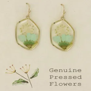 Cottage Floral Green Dried Flower Earrings