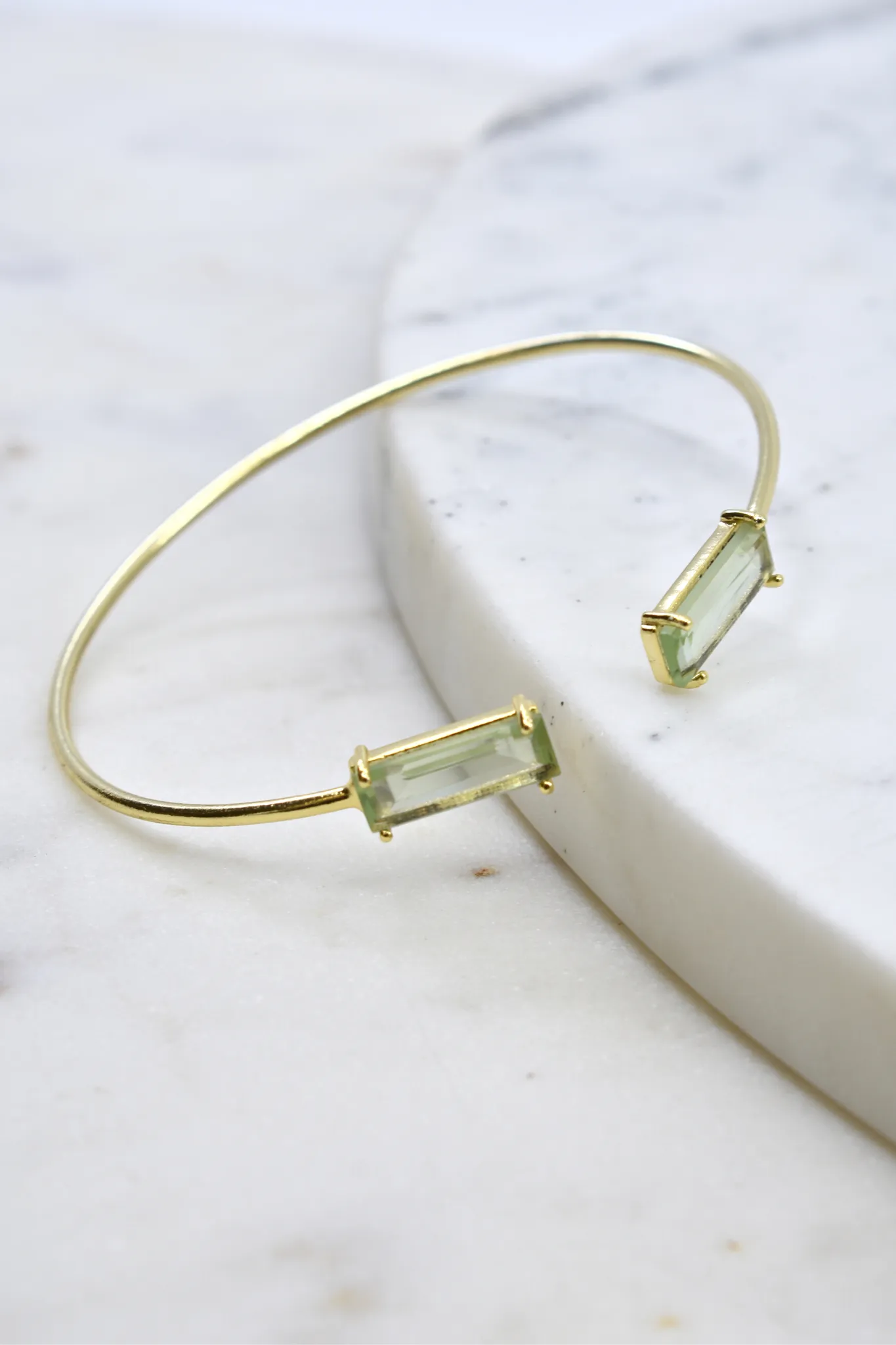 Cuff Bracelet with Green Amethyst