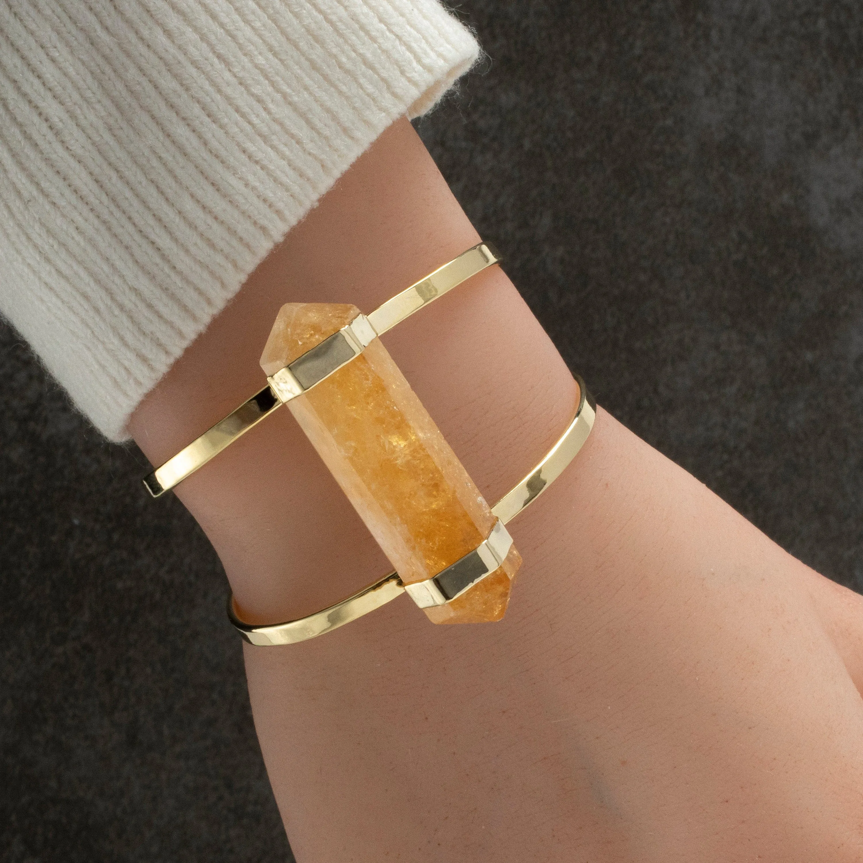 Double Terminated Citrine Cuff Bracelet