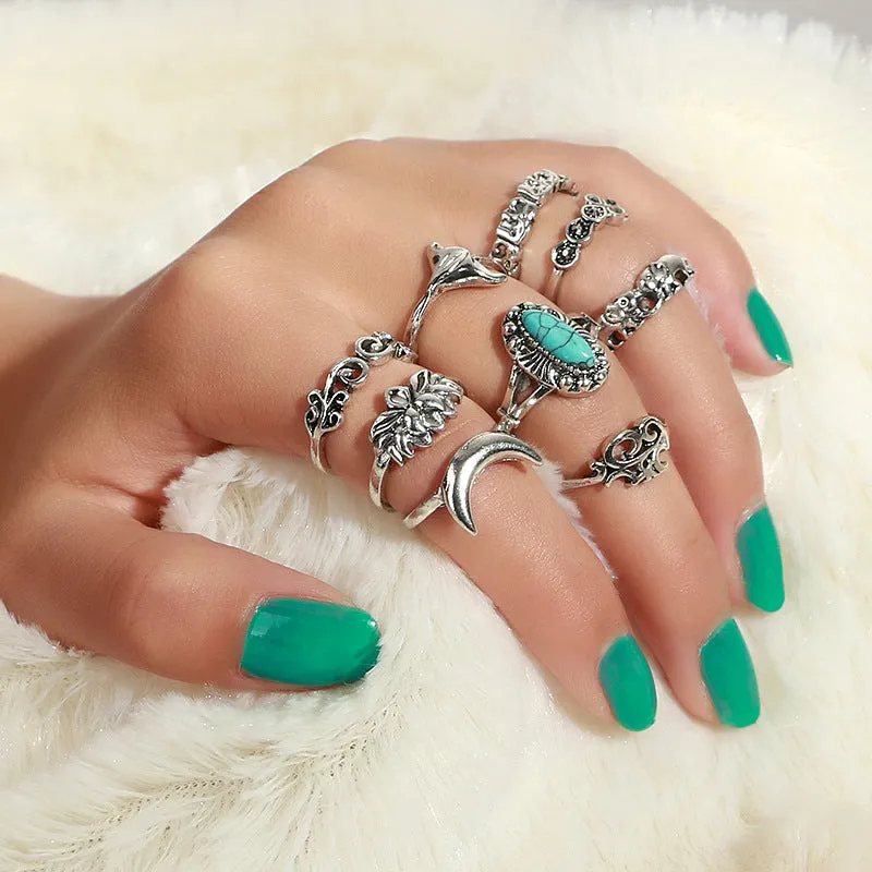 Earthly Wonders Boho Midi-Knuckle Rings Set of 9