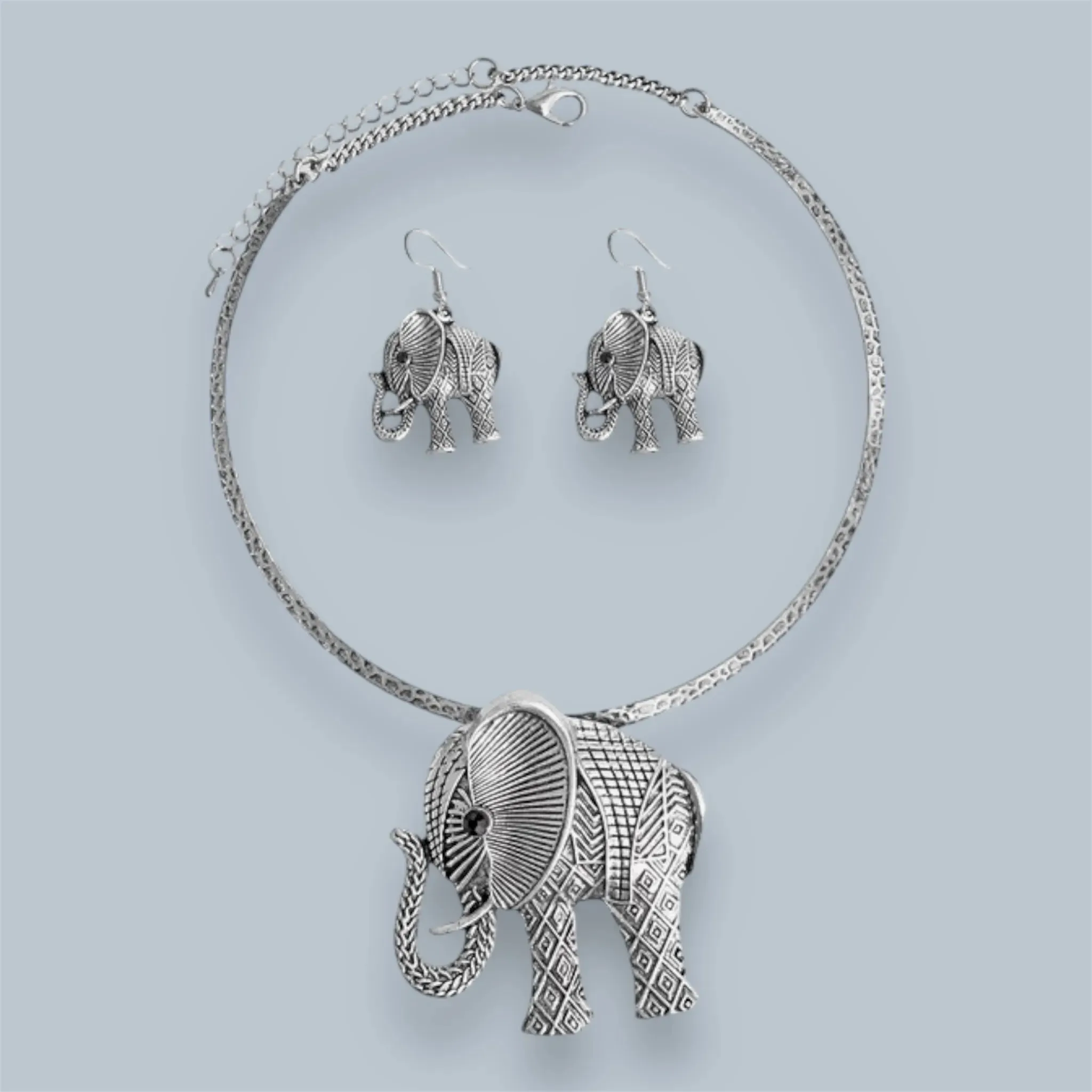 Elephant Pendant Necklace Set