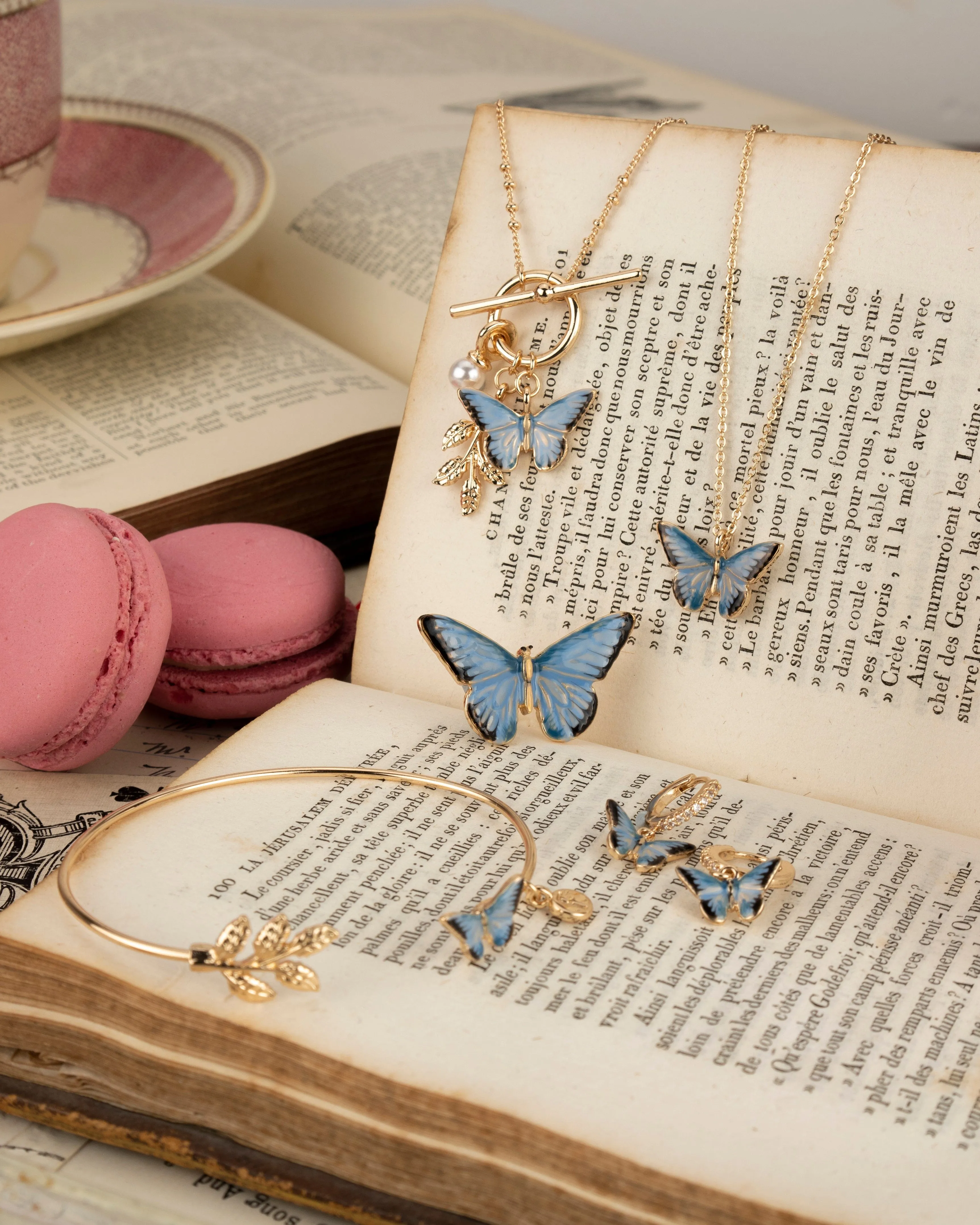 Enamel Blue Butterfly Huggie Earrings