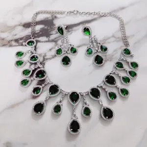 Enchanted Emerald Elegance Necklace in Rhodium