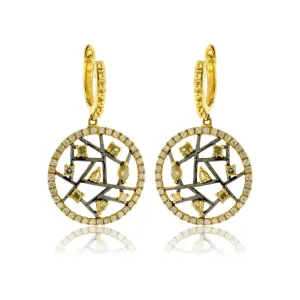 Fancy Color Diamond Dangle Circle Earrings