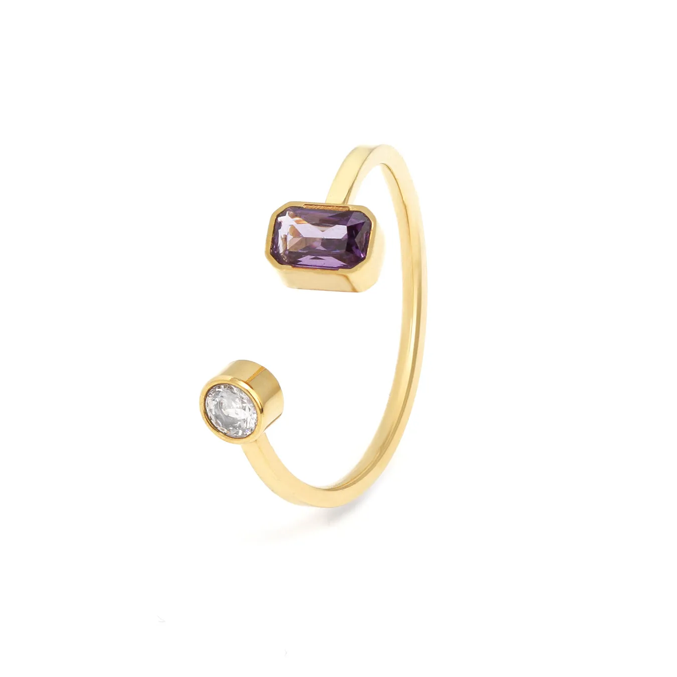 February Amethyst Birthstone Gift Set - Yellow Gold