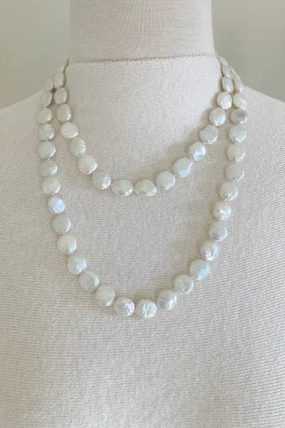 Flat Coin Pearl Necklace | Iridescent Elegance & Versatile Lengths | By Pearly Girls