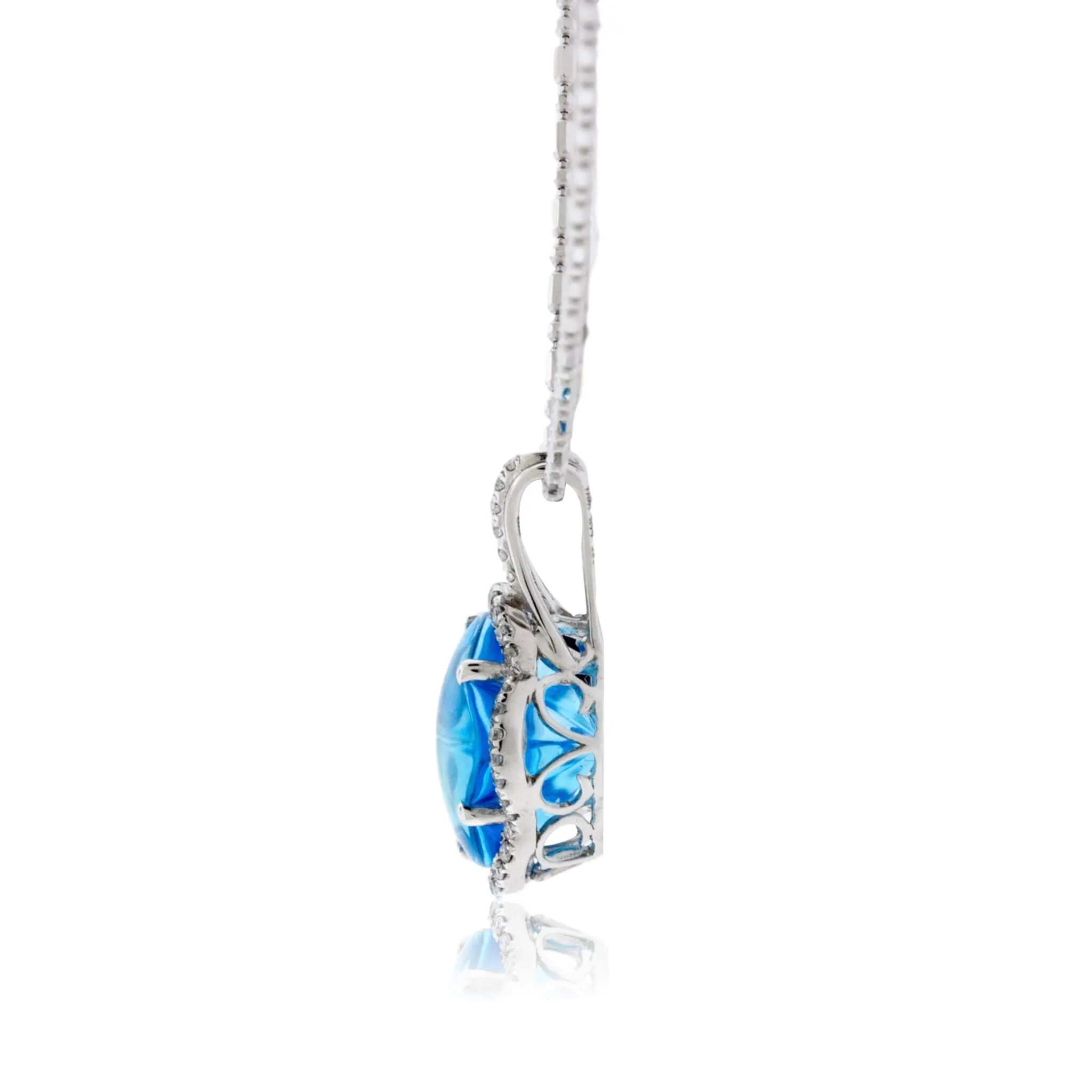 Flower Cut Blue Topaz & Diamond Pendant