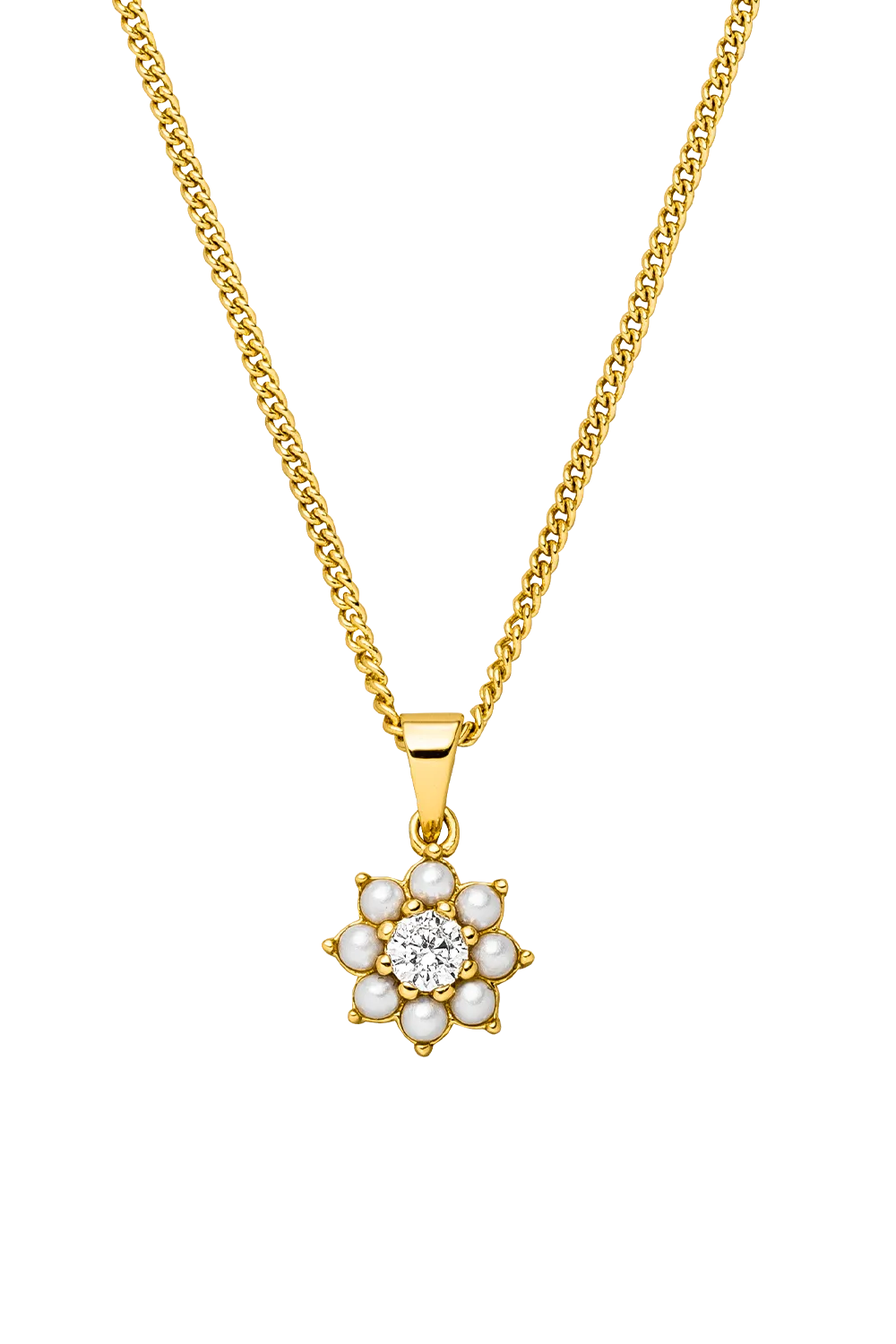 Flower Pearl Necklace 14K Gold Plated