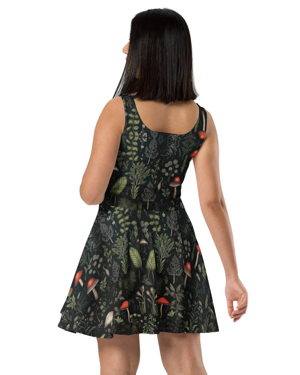 Foraging Skater Dress - Dark Academia Cute Botanical Vegan Dress, Witchy Pagan Occult Fashion, Christmas Goth Gifts