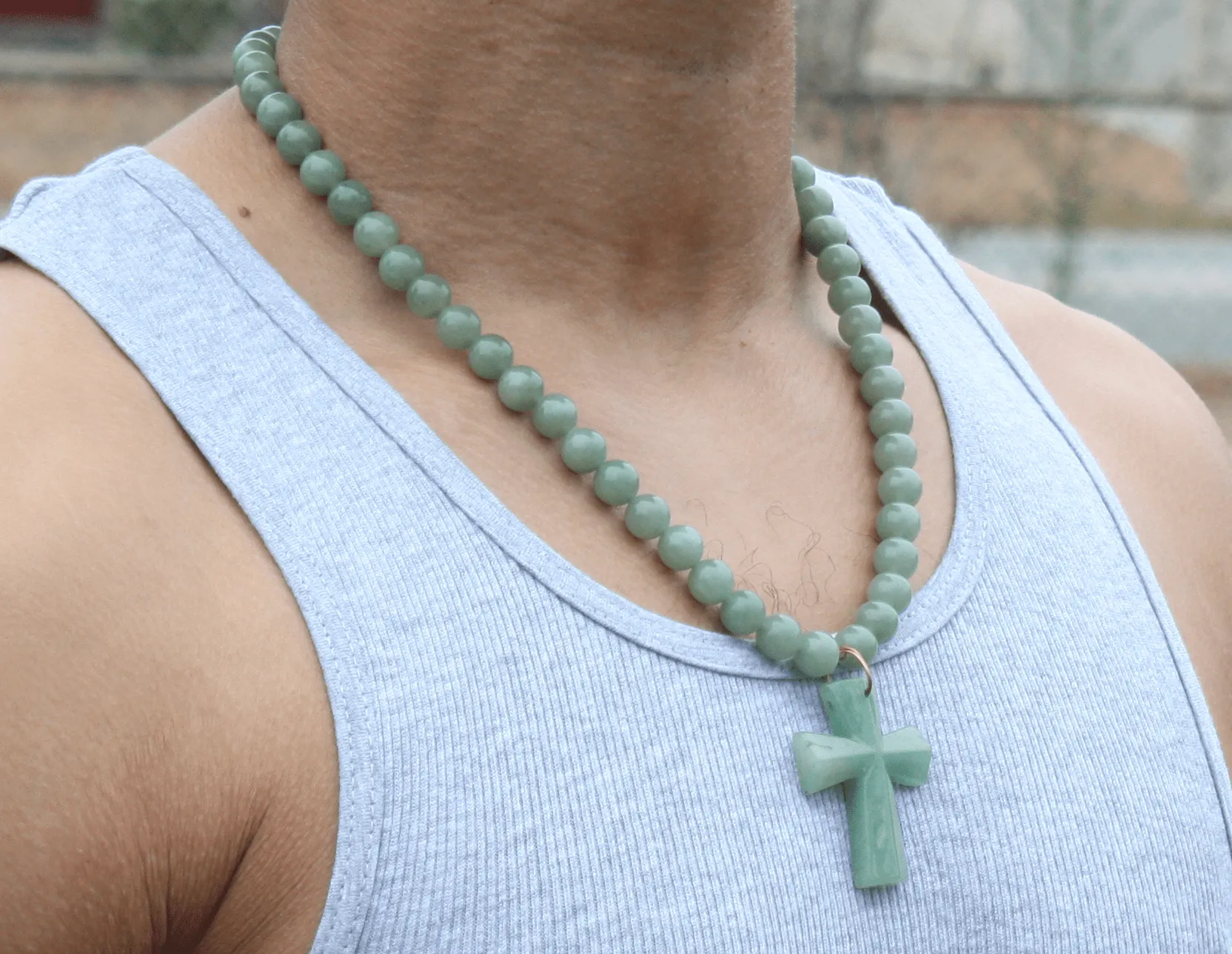 Genuine Aventurine Pendant Necklace - Gift for Men/Woman - Spiritual Accessories - Religious Symbol