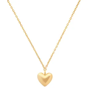 Gold Vermeil Puffed Heart Pendant Necklace