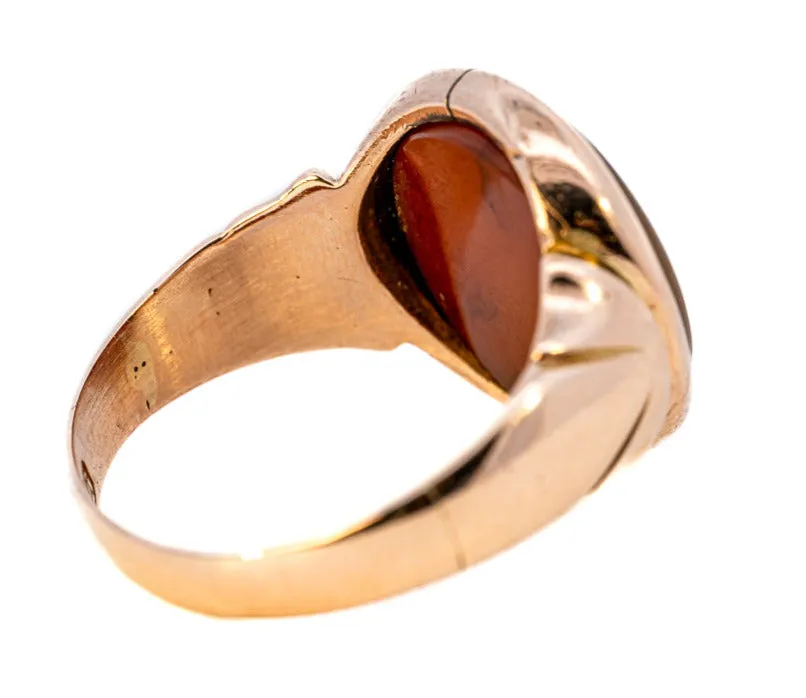 Gorgeous 9ct Rose Gold Single Stone Banded Agate Ring