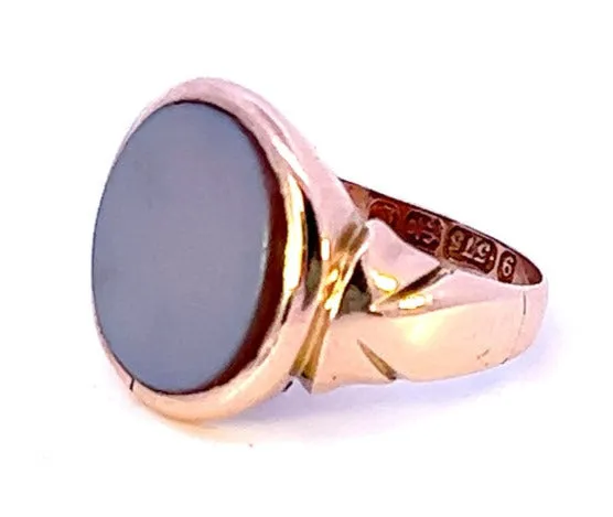 Gorgeous 9ct Rose Gold Single Stone Banded Agate Ring