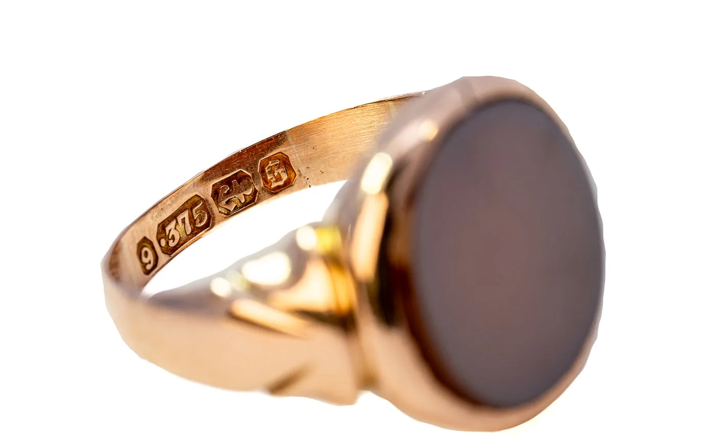 Gorgeous 9ct Rose Gold Single Stone Banded Agate Ring