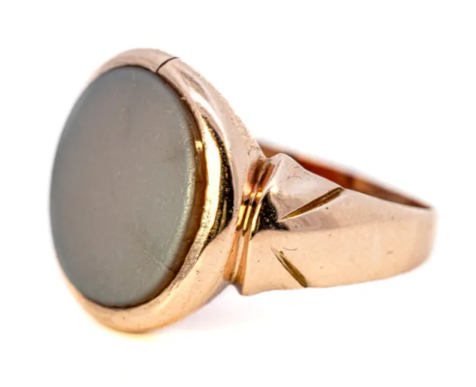 Gorgeous 9ct Rose Gold Single Stone Banded Agate Ring