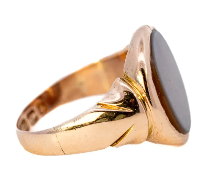 Gorgeous 9ct Rose Gold Single Stone Banded Agate Ring