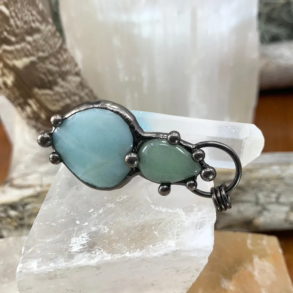 Green Chalcedony   Aventurine Soldered Pendant