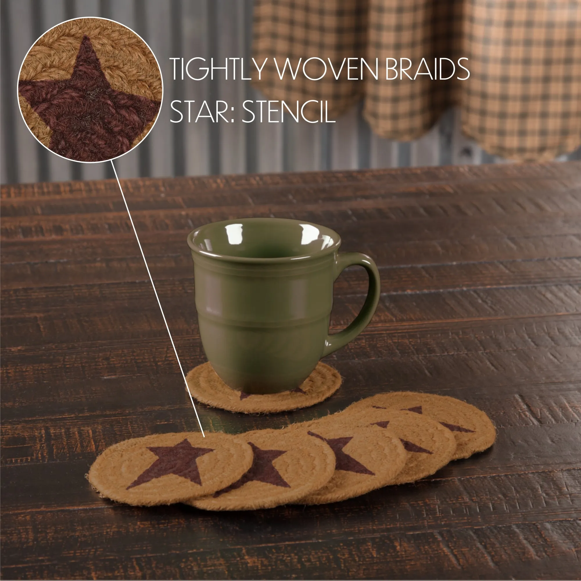 Heritage Farms Star Jute Coaster Set of 6