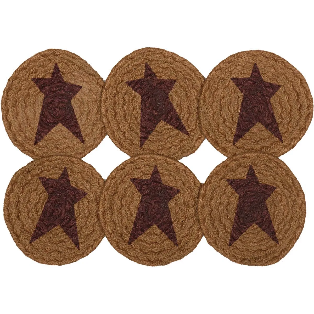 Heritage Farms Star Jute Coaster Set of 6