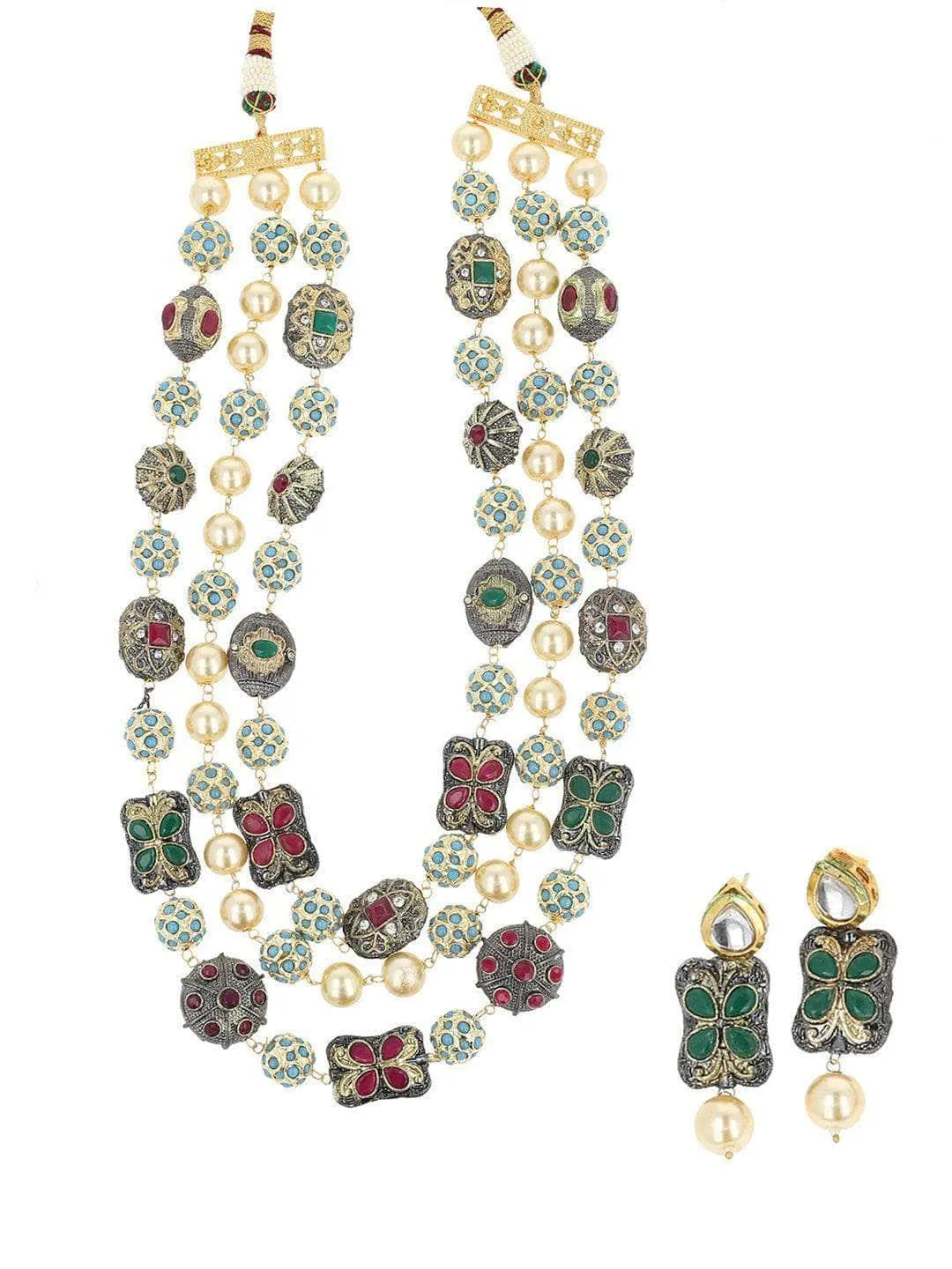 Kinjal In Victorian Semi Precious Layered Set