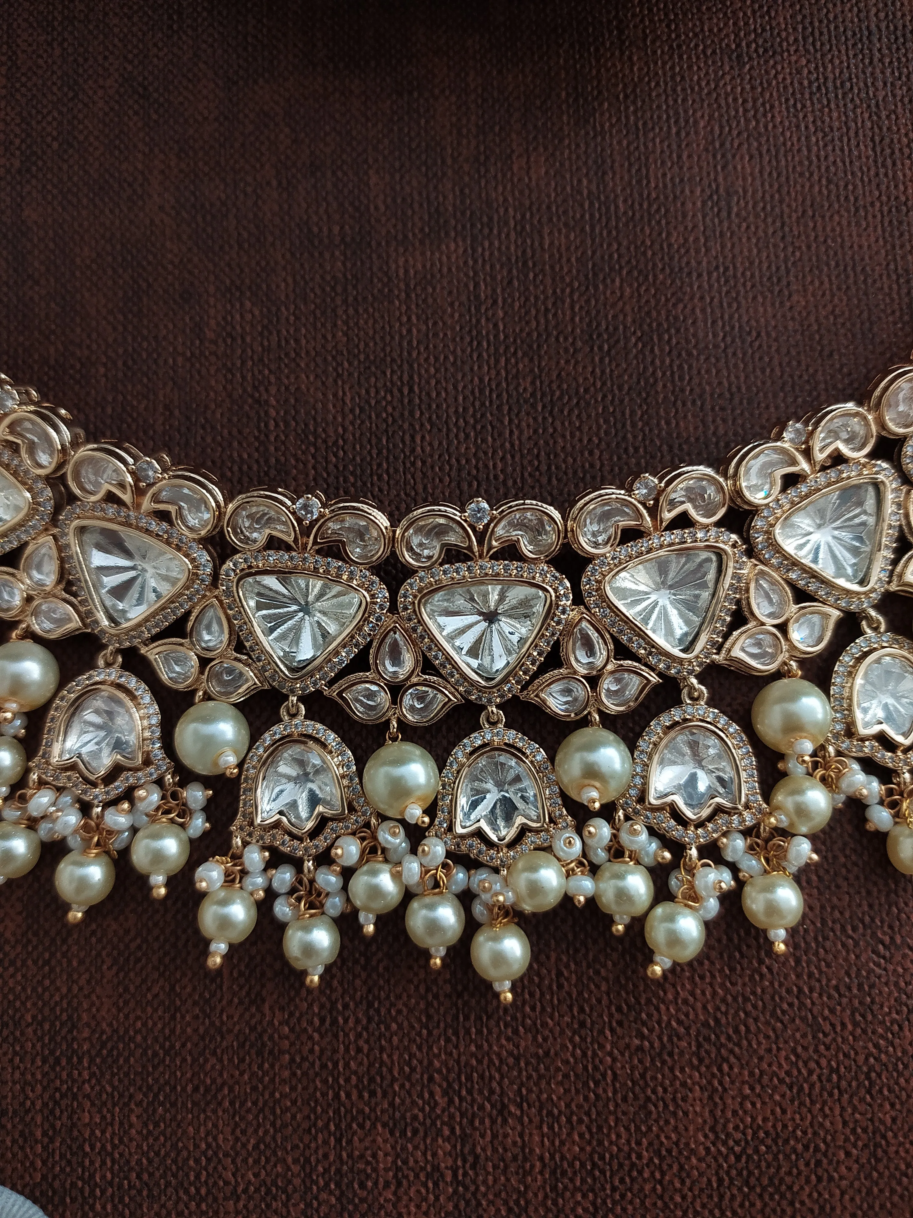 Kundan Choker Set with Pearl Drops, Jhumki, and Tikka