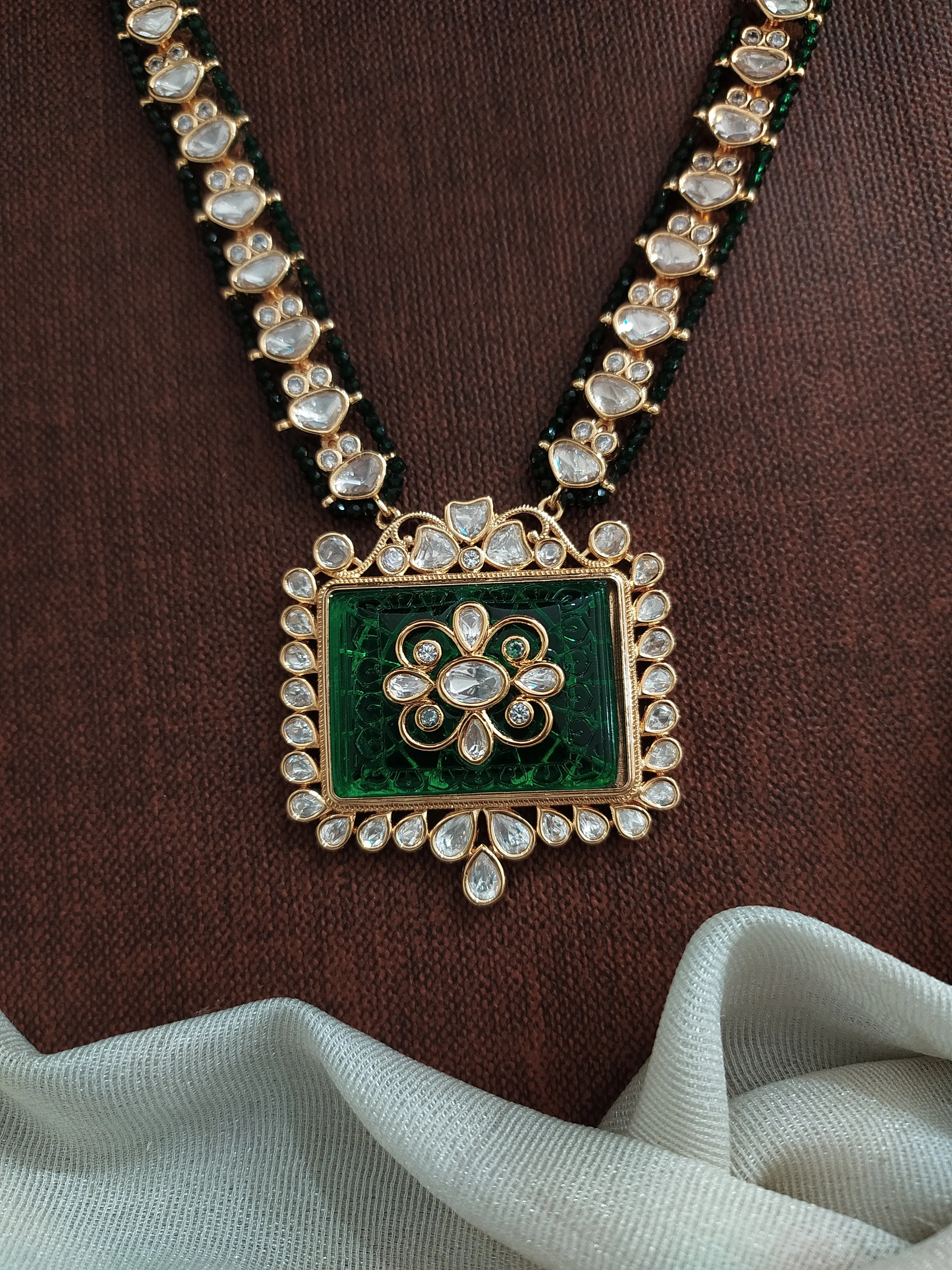 Kundan Pendant Necklace Set with Quartz & Kundan Stones