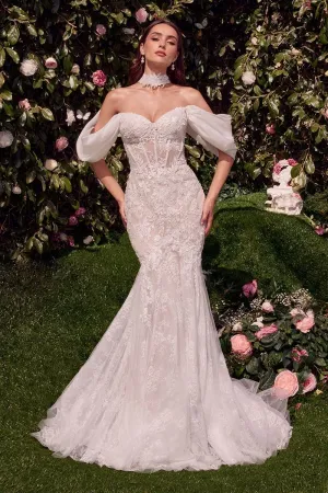 Ladivine WL031 Lace Corset Mermaid Wedding Dress off the Shoulder Bridal Gown Choker