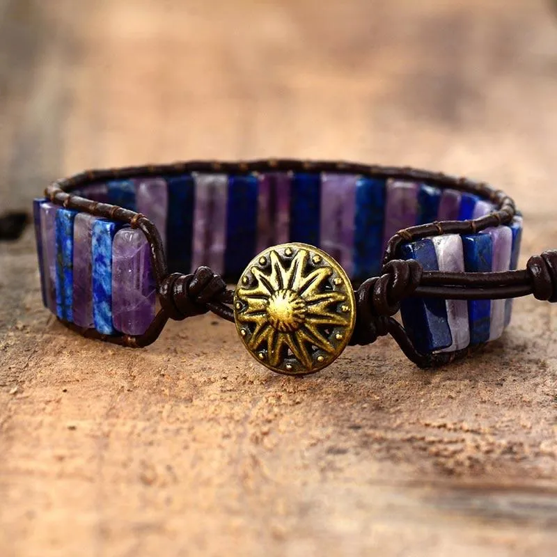 Lapis Lazuli & Amethyst Cuff Bracelet