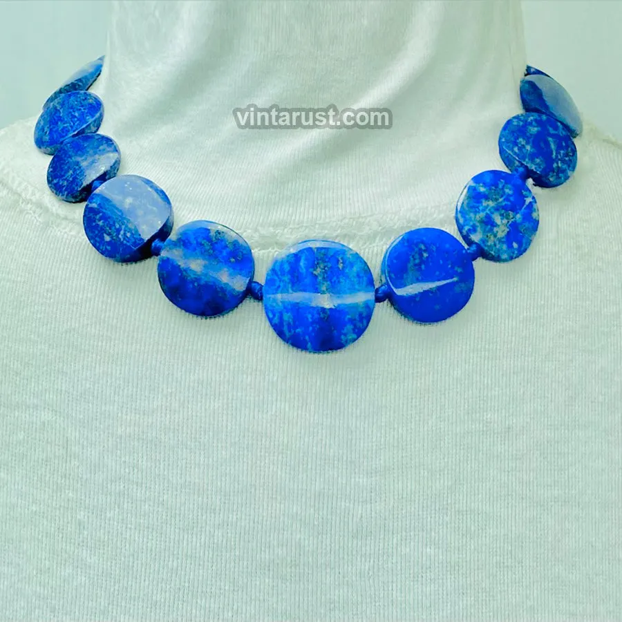 Lapis Lazuli Beaded Stone Choker Necklace