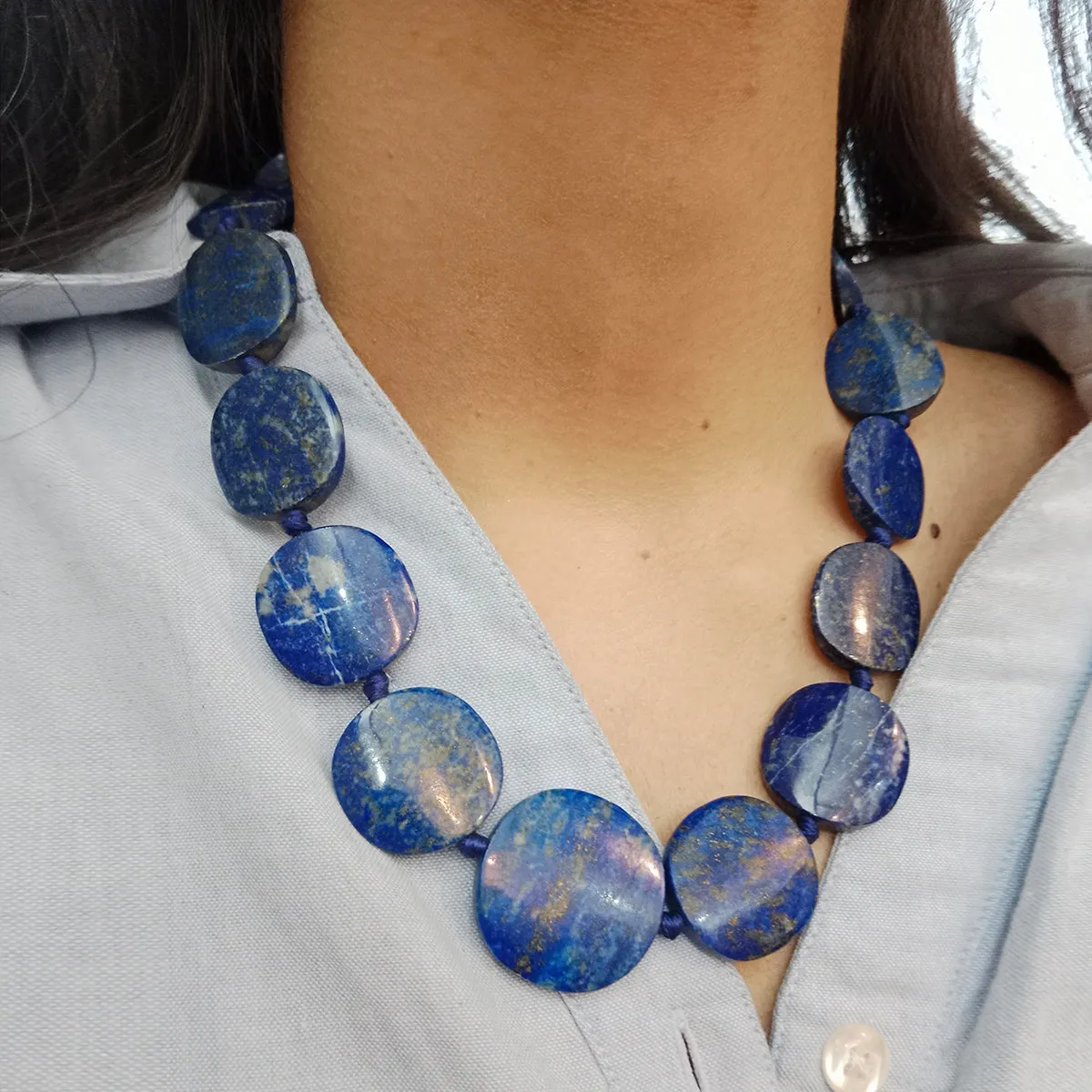 Lapis Lazuli Beaded Stone Choker Necklace