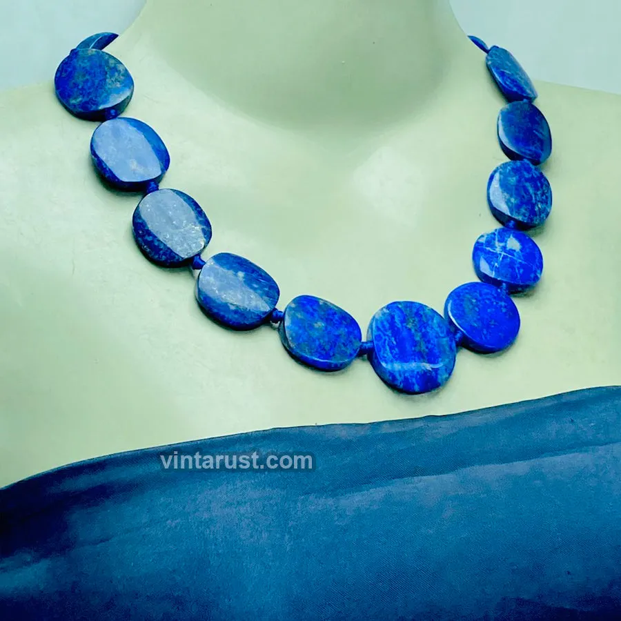 Lapis Lazuli Beaded Stone Choker Necklace