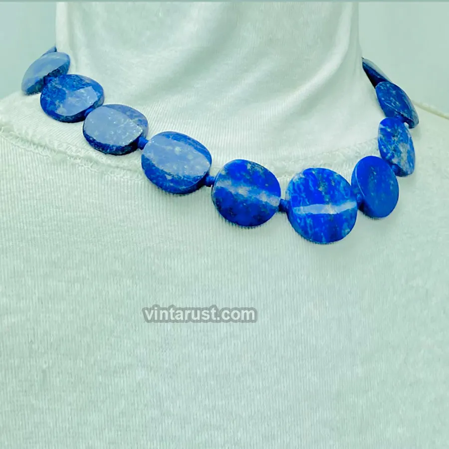 Lapis Lazuli Beaded Stone Choker Necklace