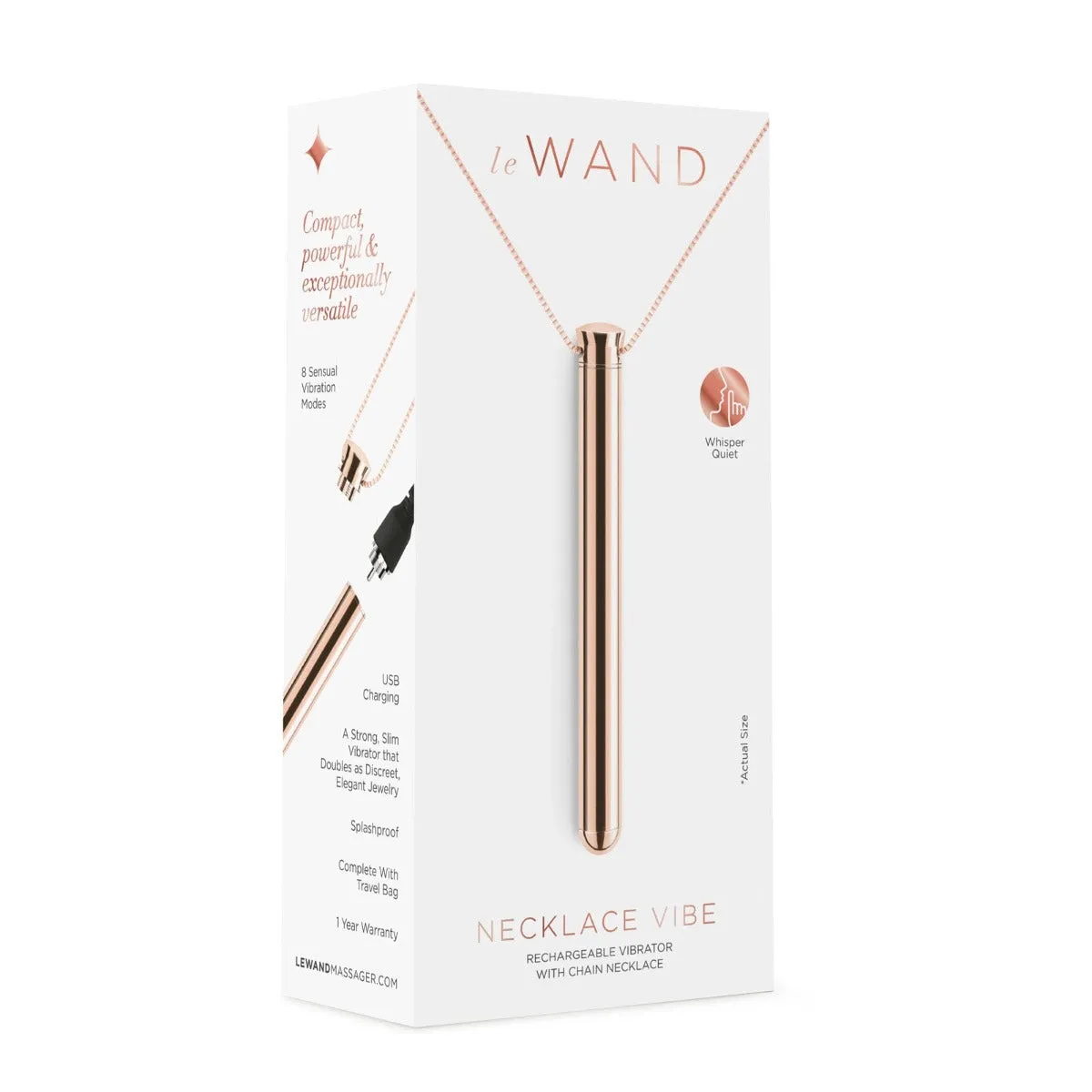 Le Wand Rechargeable Necklace Vibrator Rose Gold