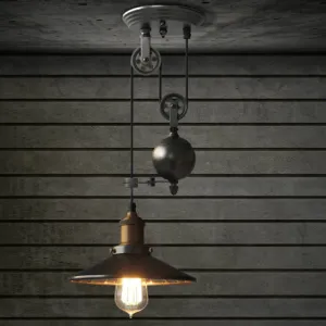 Lincoln - Black Mirror Shade Pulley Pendant Light